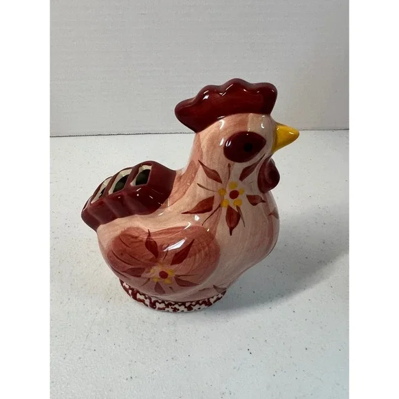 Temp-tations Old‎ World Ceramic Hen Rooster Sponge Holder Cranberry Red Pink