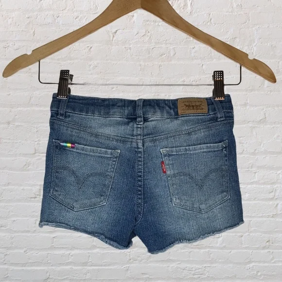 Levi's Blue Denim Girls' Shorts with Rainbow Tab