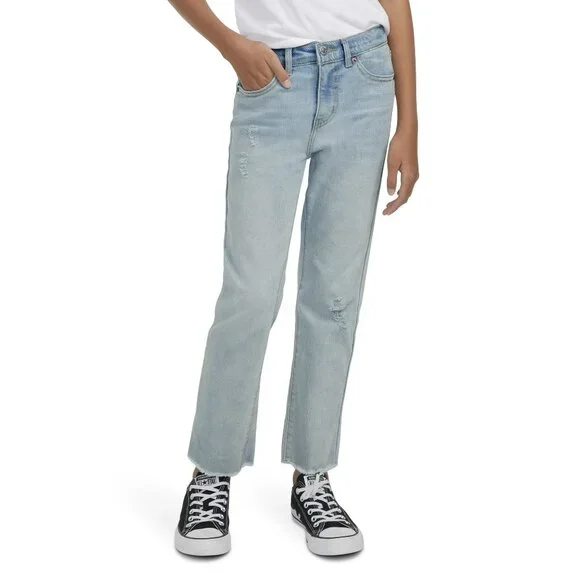 Levi Strauss Distressed Straight Leg Jeans Heritage High-Rise Girls 14 Reg