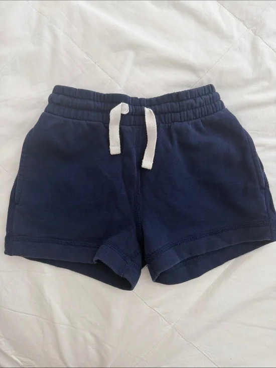 Hanna Andersson Kids Navy Pull-On Knit Shorts with Drawstring