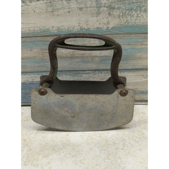 Vtg Acme Stainless Steel Blade Pastry / Dough Cutter ~ Cast‎ Iron Handle Teal