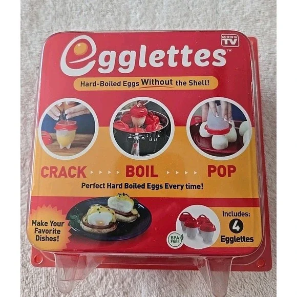 Egglets Hard-Boiled Eggs Without the Shell 4 Included New in Box‎