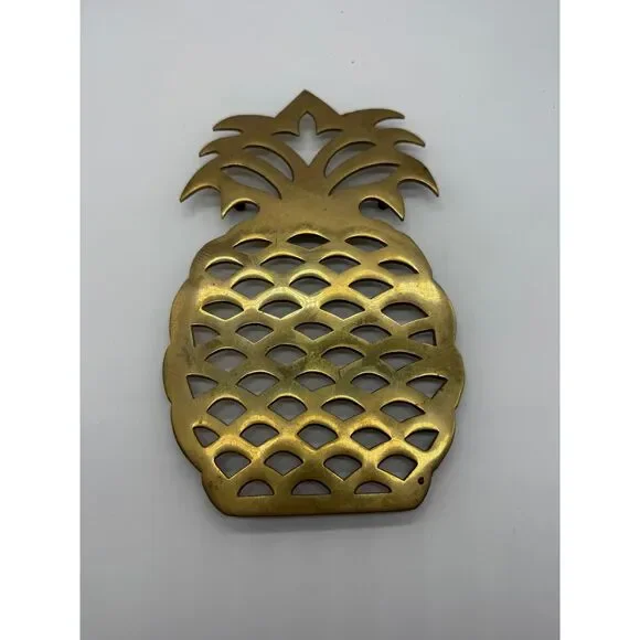 Vintage Solid‎ Brass Trivet Pineapple Design Decor Pot Holder