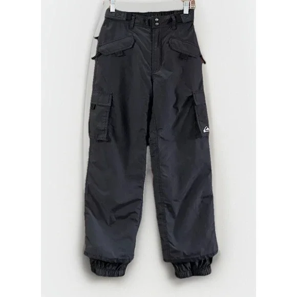 Boys Quiksilver Boardwear Lined Cargo Nylon‎ Snow Pants Relaxed Fit Pockets Med