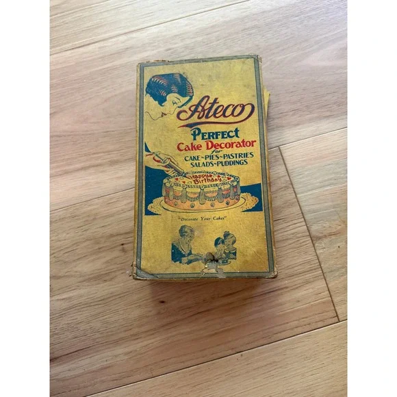 Ateco Perfect Cake Decorator No 701 Vintage 1940s Silver‎ Metal 4 Tips Boxed Set