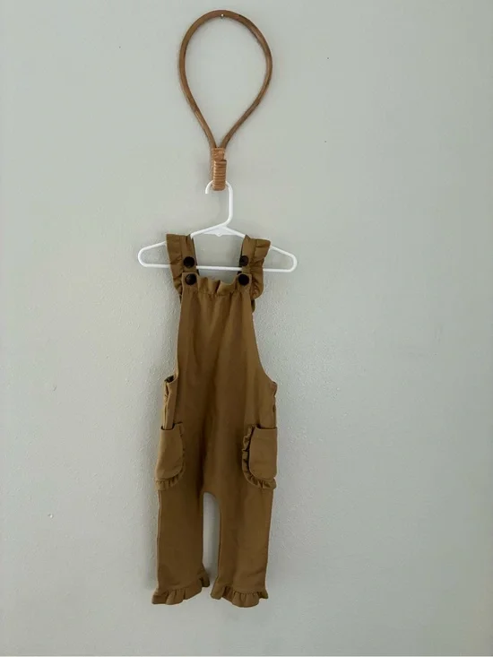 Milkbarn Rust Denim Ruffle Overalls