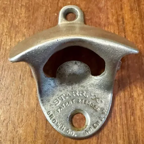 Vintage Unbranded Starr X Wall Mount Bottle Opener Brown Co Newark NJ Metal