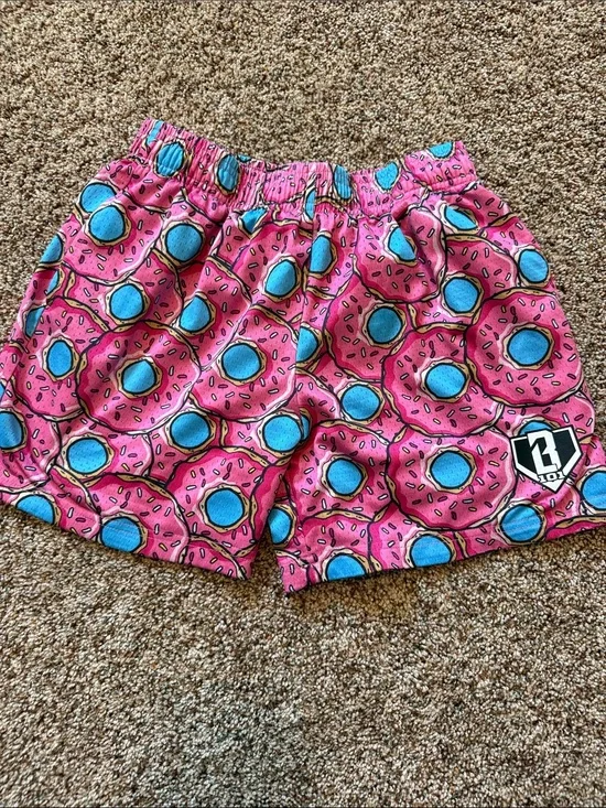Baseball lifestyle 101 Donut Print Pink Kids Shorts