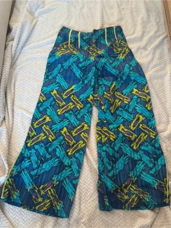 Girls Wide-Leg Printed Pants - Blue & Yellow