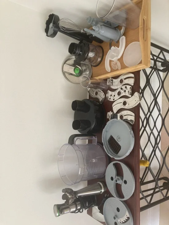 Food Processor Accessory Set with Clear and Gray Components