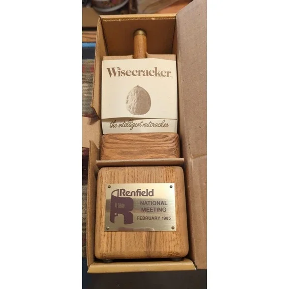 NOS Wise Cracker Nutcracker Handcrafted USA 1983 Mallet Brass Oak Wood Promotion