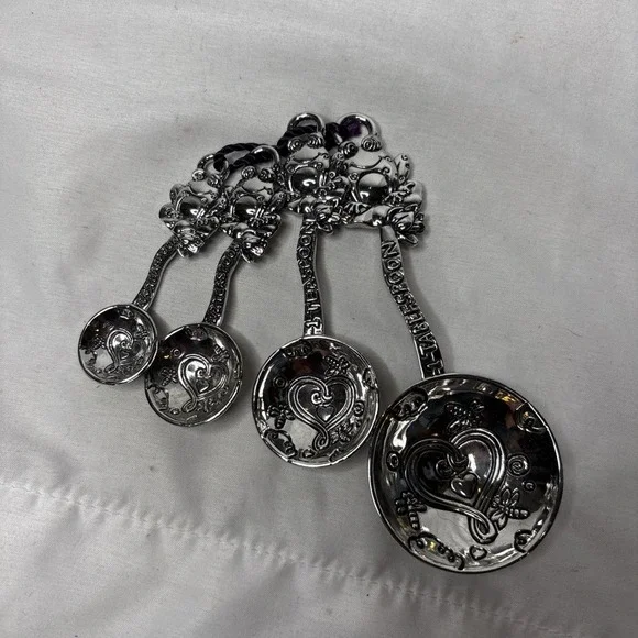 Ganz‎ Pewter Tone Frog Measuring Spoons Set Of 4 Heart & Croak Whimsical Silver