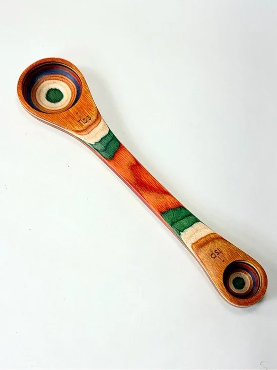 Baltique Wood 2 in 1 Measuring Spoon Colorful Striped Wood