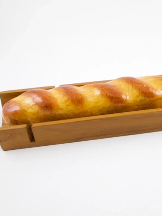 Vintage Teak Wood French Baguette Bread Slicer Cutting Board Tray