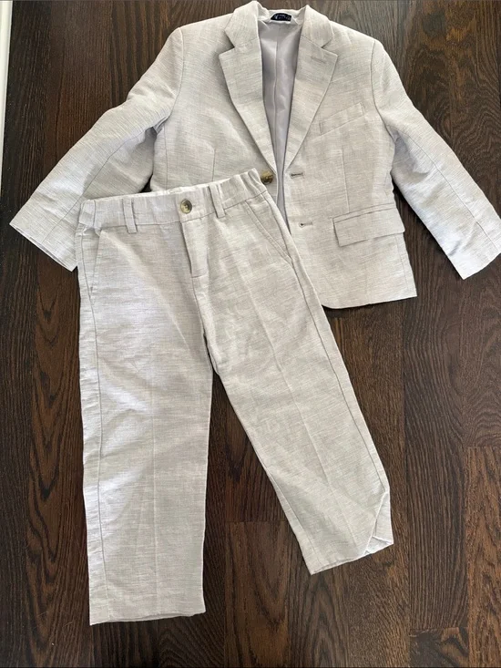 Janie and Jack toddler 3 Light Gray Linen-Blend Boys' Suit Set Pants