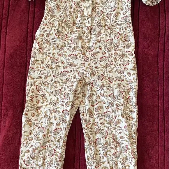 ZARA KIDS Girls Size 8 Paisley Cream Jumpsuit Missing Belt