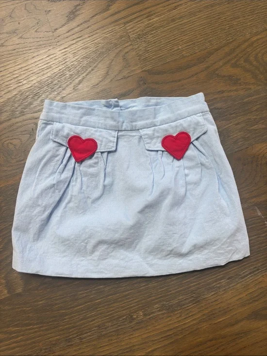 Beaufort Bonnet 3T Adorable Girls Light Blue Skirt with Red Heart Appliqués