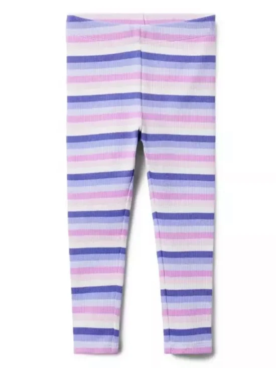 EUC Janie and Jack Striped Ribbed Leggings - Lilac Stripe