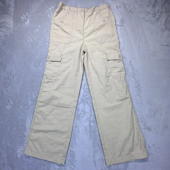 NYC Cargo Pants Girls Medium 12 Beige Cotton Utility Outdoor Travel High Rise