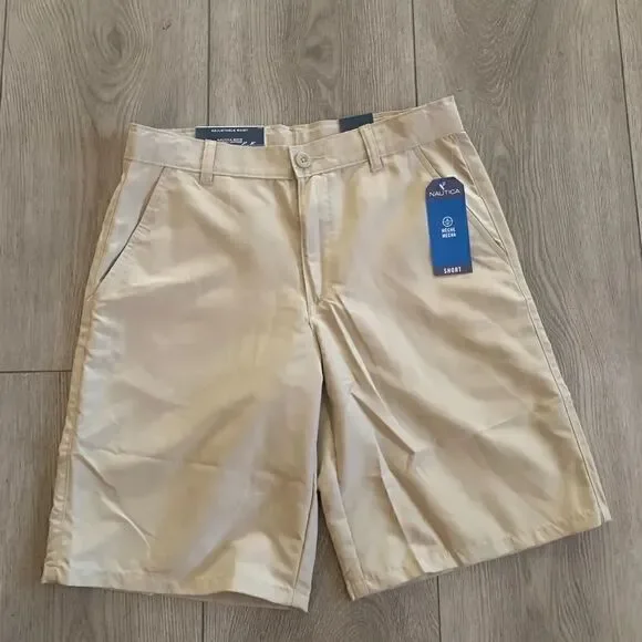 Nautica performance adjustable waist, flat front boys school shorts