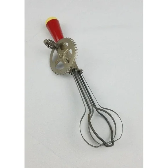 Vintage mid century Ekco egg beater manual rotating rustic primitive