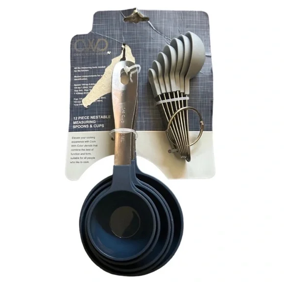 New cook with color 12 piece nestable measuring spoons and cups