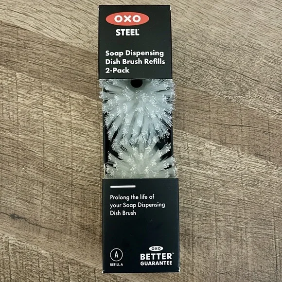 New OXO Steel Soap Dispensing Dish Brush Refills - 2 Pack‎ - Replacement Heads