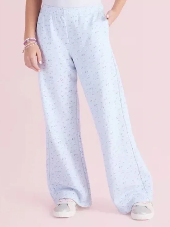 Girls' Esme Everblooming Rosettes Ditsy French Terry Wide Leg Sweatpants