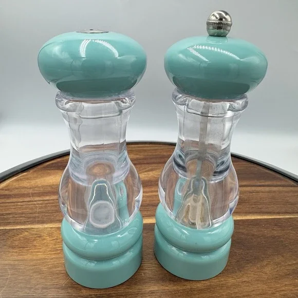 Olde Thompson Salt and‎ Pepper Shaker Set Teal Blue Acrylic 6.5 inch Kitchen
