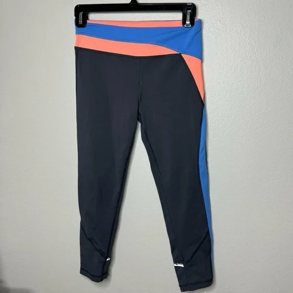 Ivivva by Lululemon Girls Leggings 12 Gray Blue Orange Colorblock Dance Gym