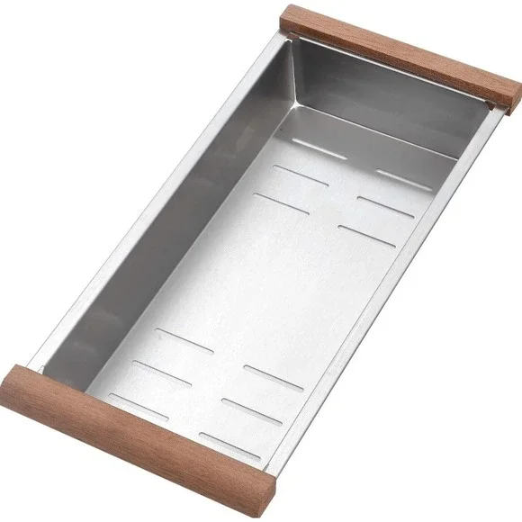 Stainless Steel Drip Tray with Wooden Handles for Sink or‎ Countertop