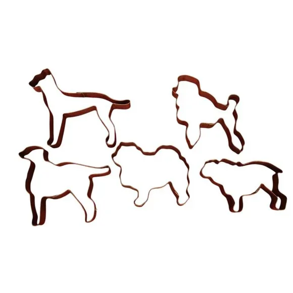 Martha By Mail Copper 5 Vintage‎ Dog-Shaped Metal Cookie Cutters Baking Crafts