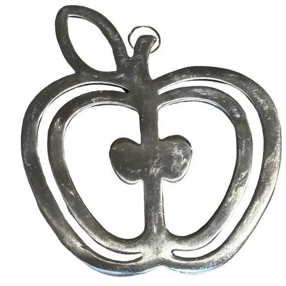 Vintage Silver Apple Trivet Ready to Hang 1980s
