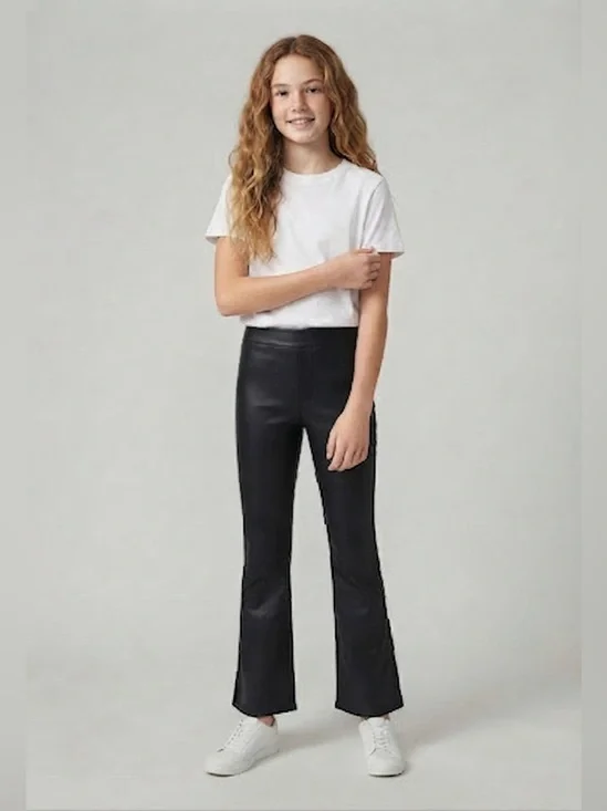 Big Girls Black Faux Leather Leggings