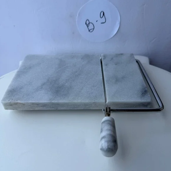 Vintage Marble Cheese Slicer with Stainless Steel Wire - Kitchen Tool B-9