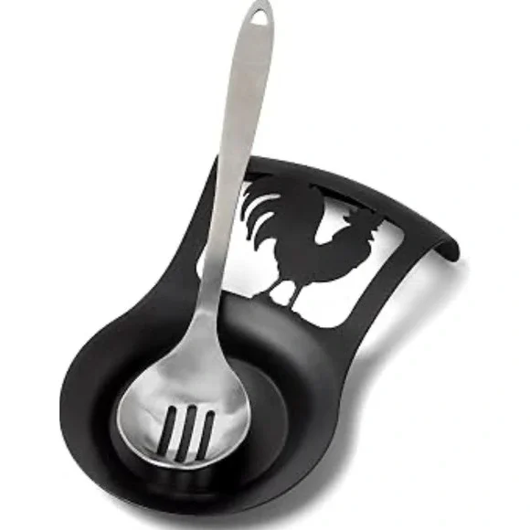 Spoon‎ Rest Rooster Black Metal 9.5x5.5