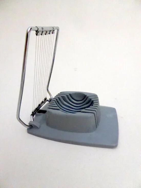 VINTAGE HARD BOILED EGG SLICER GRAY PLASTIC METAL WIRE