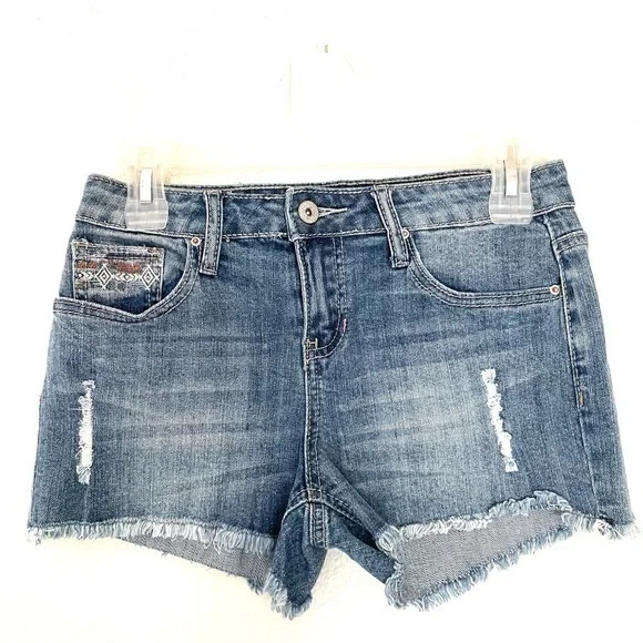 ZCO JEANS girls embroidered cut off denim jeans-14