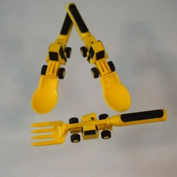 Constructive Eating Made in USA Set of 3 Construction Utensils for Toddlers