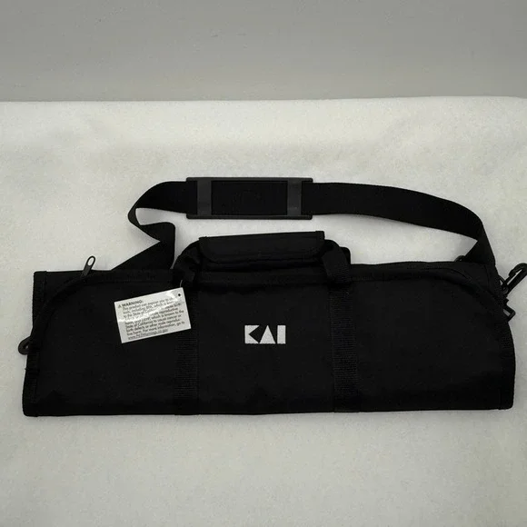 Kai USA Knife Roll 8 Slot Black w/ Handle Chef PVC Laminated Polyester NEW