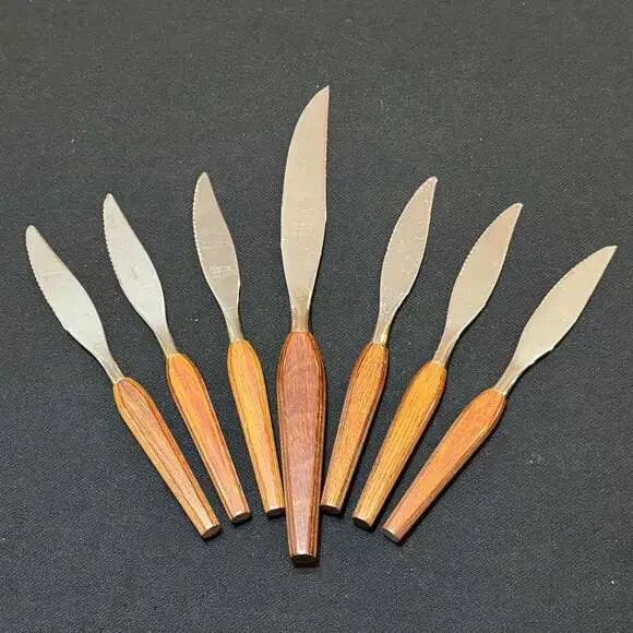 Fleetwood Designer Stainless Carving And Steak Knife Set Teak Wood