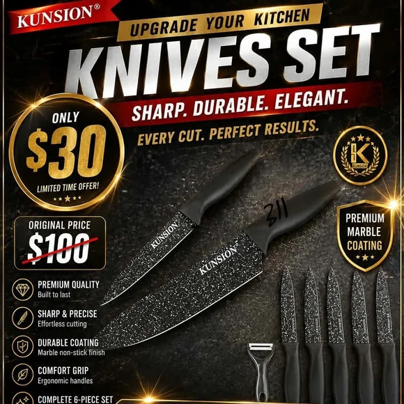 GLAMMMMM YOUR KITCHEN OUT WITH THIS KNIVES SET