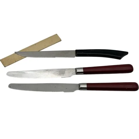 Vintage Guy Degrenne France & Utica Kutmaster Stainless Steel Knife‎ Set 3pc