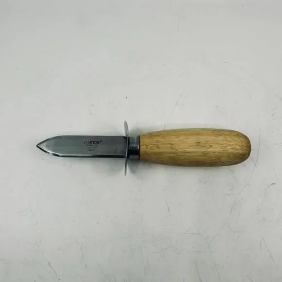 Winco Stainless Steel Oyster/Clam Knife - Wooden Handle