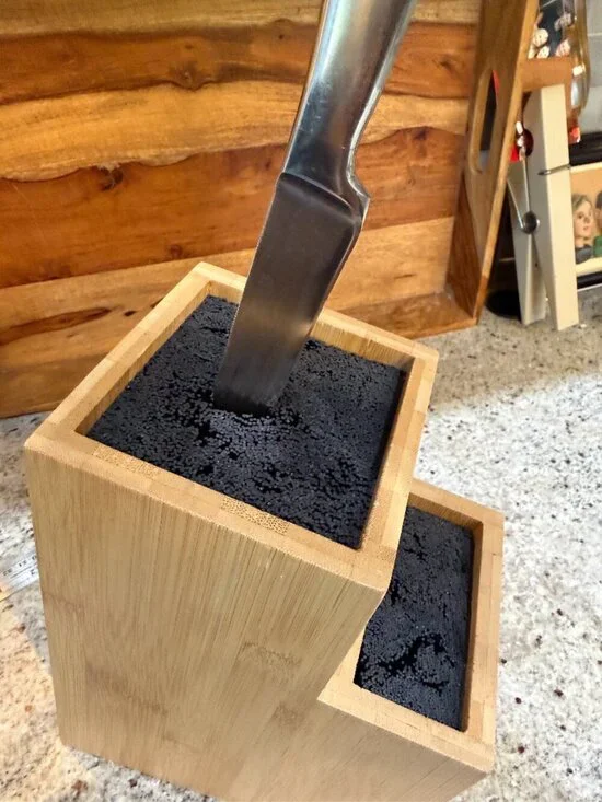 Two Section Universal Knife Block Light Wood