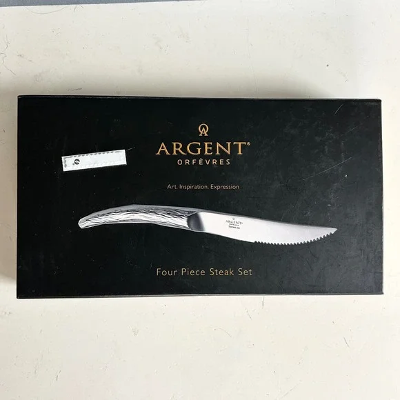 Argent Orfevres 4 Piece Steak Knife Set Art Inspiration Expression Stainless NEW