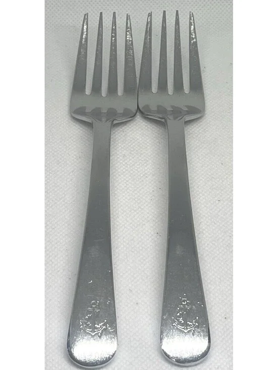 (2) Ralph Lauren 1998 BOATHOUSE Stainless Anchor Salad Fork Lot ~ 6.75”