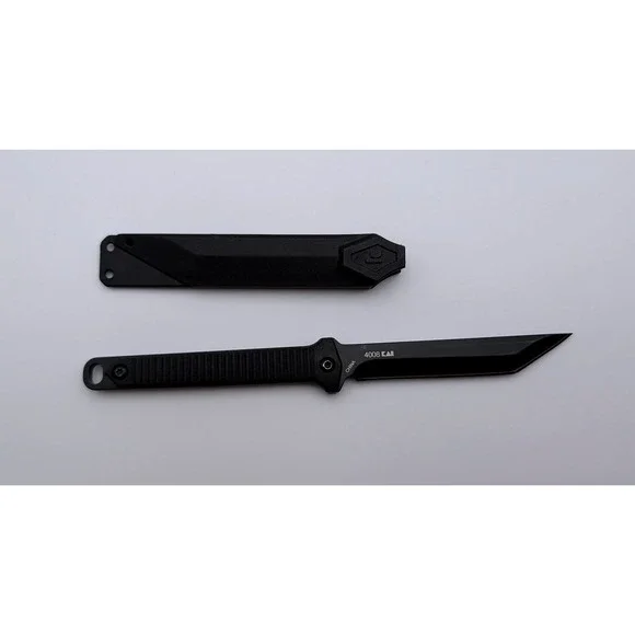 Kershaw Dune 4008 Fixed Blade Neck Knife Black Tanto 3Cr13 Steel Sheath 7.75in