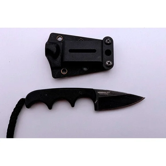 CRKT Minimalist Drop Point Black Fixed Blade Neck Knife 2384K Alan Folts Design