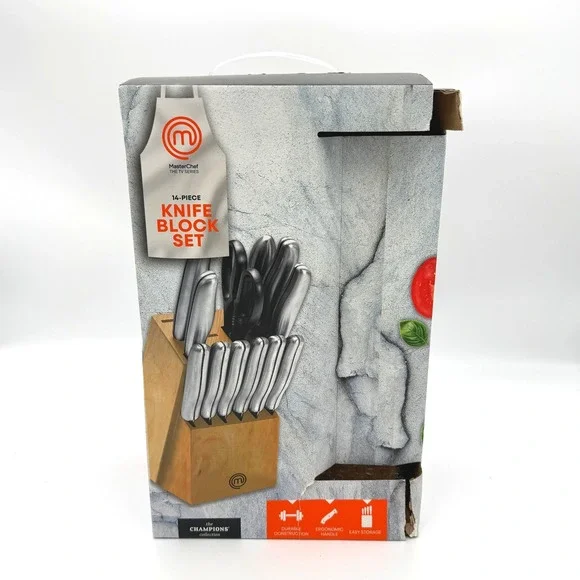 MasterChef 14 Piece Knife Block Set Stainless Steel Full Tang The Champions Coll